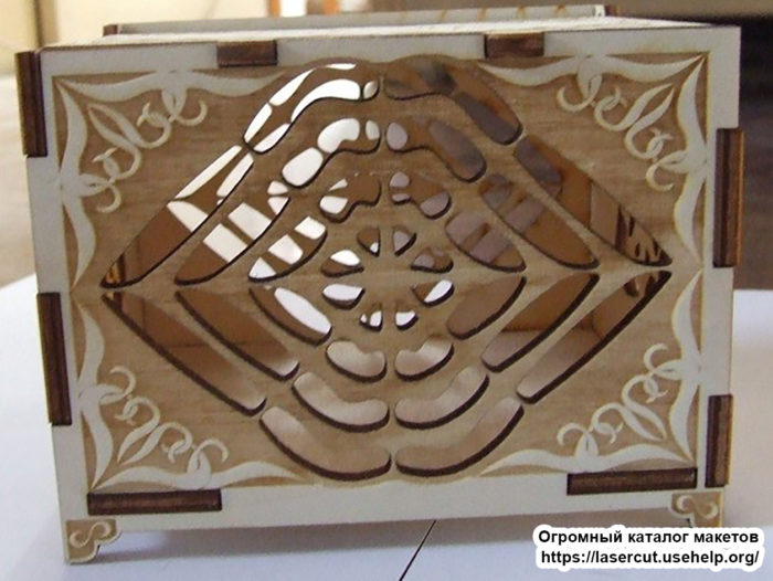 Макет Коробка с откидной крышкой из фанеры