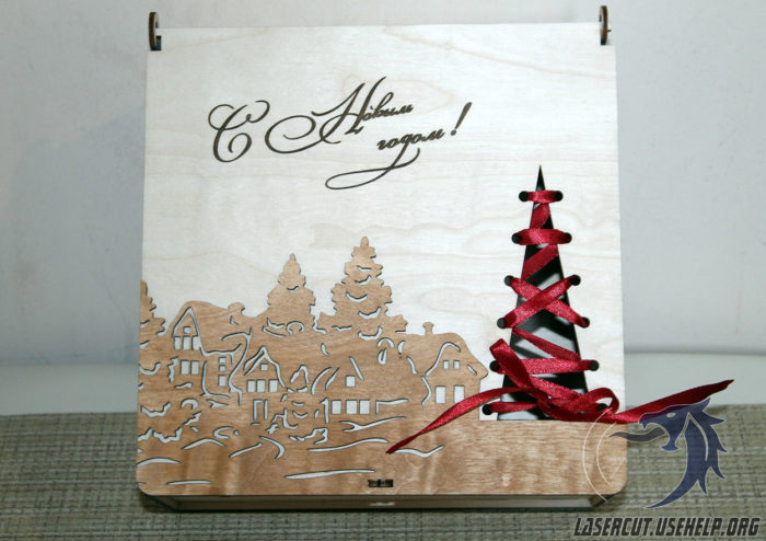 Макет Рождественская коробочка из фанеры
