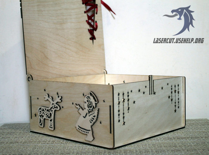 Макет Рождественская коробочка из фанеры