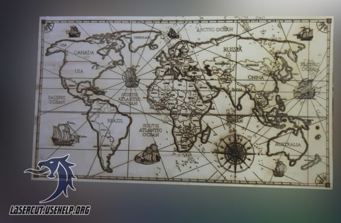 Макет Морская карта мира из фанеры