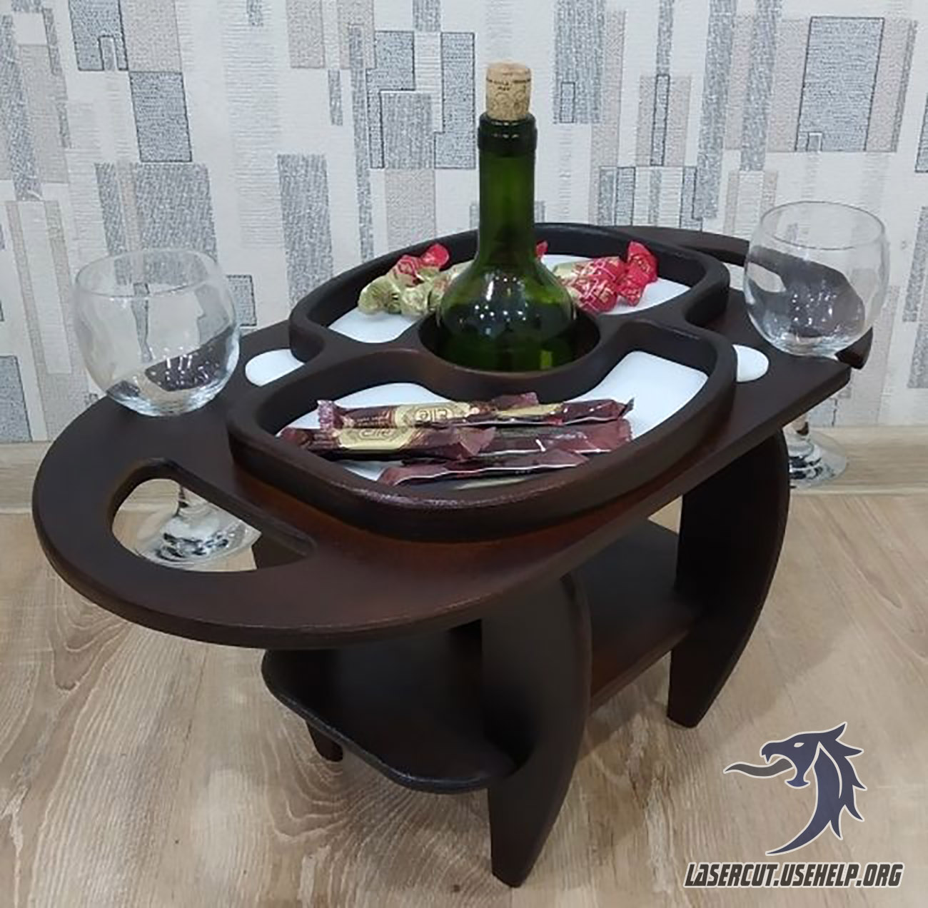 Макет Мини столик для вина №2 из фанеры